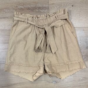 Women’s Paperbag Tie-Waist Shorts in Tan